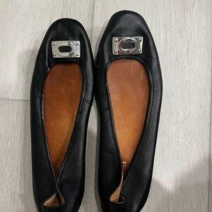 Black Leather Women's Flats
